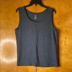 Angora & Silk Blend Gray Fitted Tank Top with Rounded Neckline. Size L